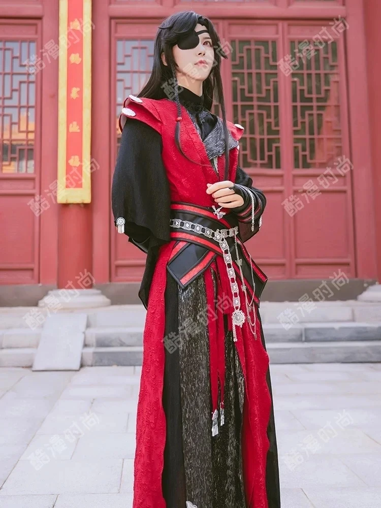 Hua Cheng Peluca de disfraz de Cosplay para hombres y mujeres, peluca de Anime, Tian Guan Ci Fu San Lang, cabello Hanfu, traje de Carnaval para fiesta de Halloween