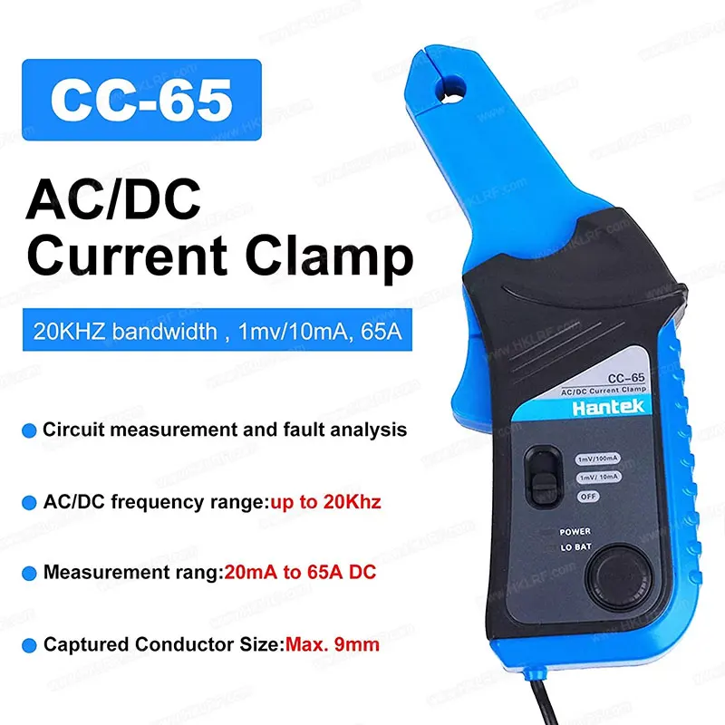 

Hantek CC-65 Digital AC/DC Multimeter Current Clamp 20kHz 20mA to 65A Oscilloscope Multimeter