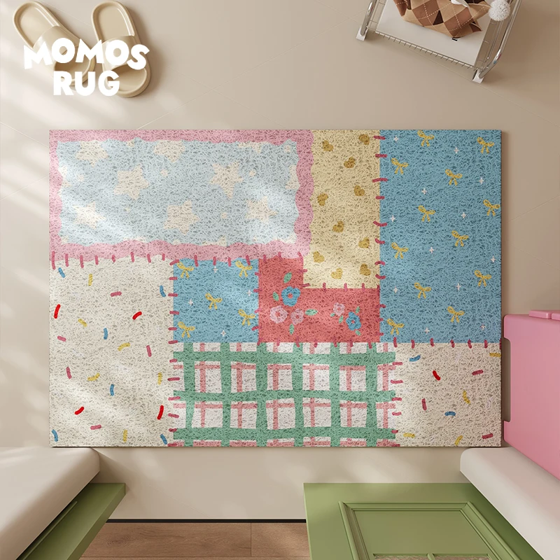 VIKAMA Multi-Coloured Patchwork Entrance Bathroom Absorbent Floor Mat Non-Slip Kitchen Aisle Carpet Home Decoration Summer