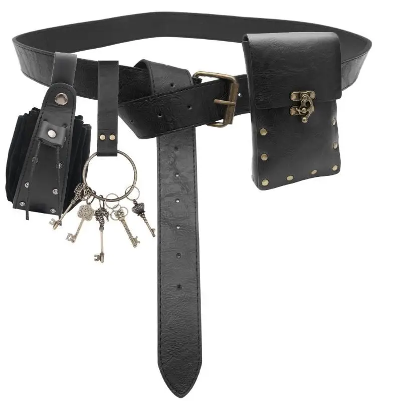 Pochettes à pièces monnaie Cosplay médiévales à cordon 39BD, latéral en médiéval pour fêtes à thème