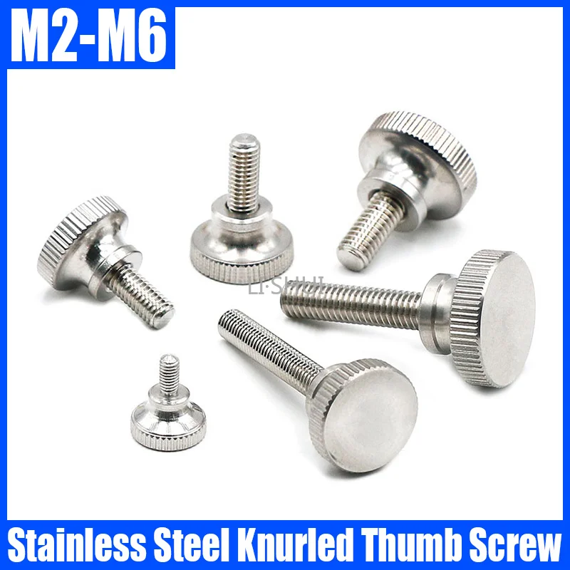 

1-5PCS M2 M2.5 M3 M4 M5 M6 303 Stainless Steel Knurled Thumb Screw High Head Hand Tighten Thumb Screw Hand Grip Knob Bolt