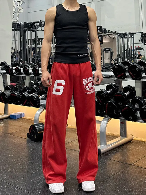 

Красные американские брюки Slim Fit для мужчин: летние, плотные, струящиеся, прямого кроя, спортивные, повседневные, свободные, молодежные, трендовые