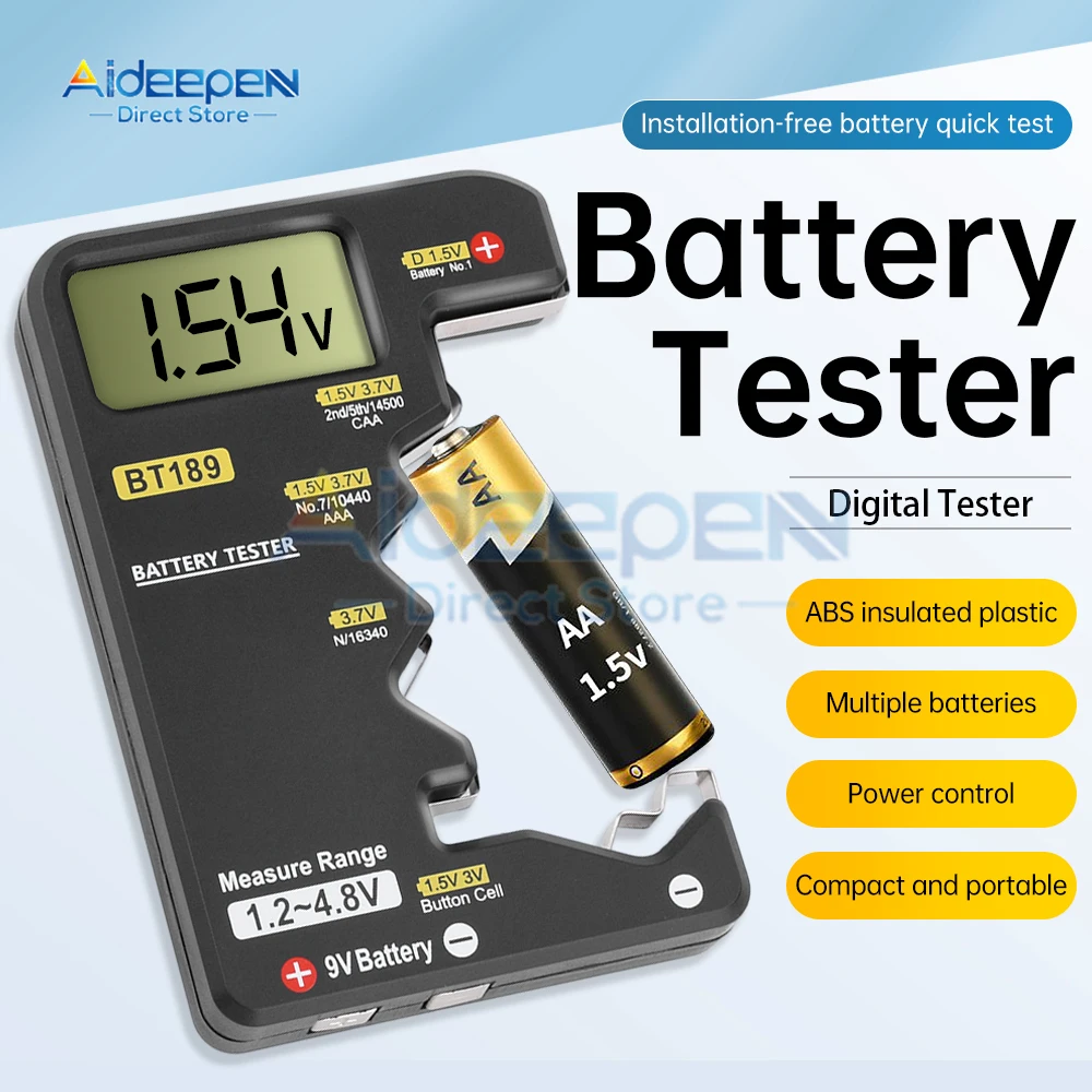 Ultra-small Battery Tester 9V AA AAA Button Cell Universal Household LCD Digital Display Battery Tester Power Bank Detector Tool