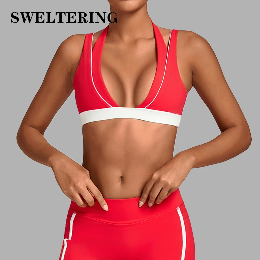 

Women's Yoga Bras Gym Fitness Top Deep-V Sports Underwear Female Workout Crop Top Yoga Push Up Running Underwear Sports Bras