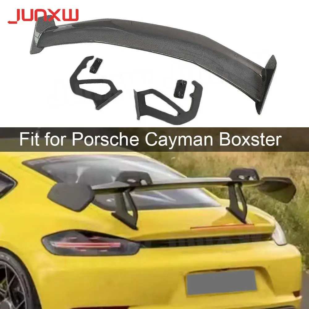 

Carbon Fiber Rear Trunk Spoiler For Porsche Cayman Boxster 981 986 987 718 GT4 GTRS 2013 + FRP Car Bodykits Exterior Decoration