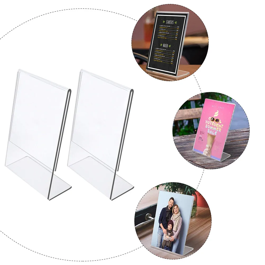 

3Pcs Versatile Acrylic Sign Holder Slant Front Insert Easy Access Display Stand for Restaurant Menu Table Desk Organization