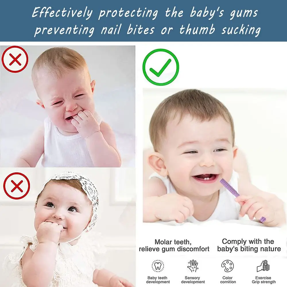 Soft Dental Care Toy Baby Teether Molar Stick Hollow Tube Cleaning Brush