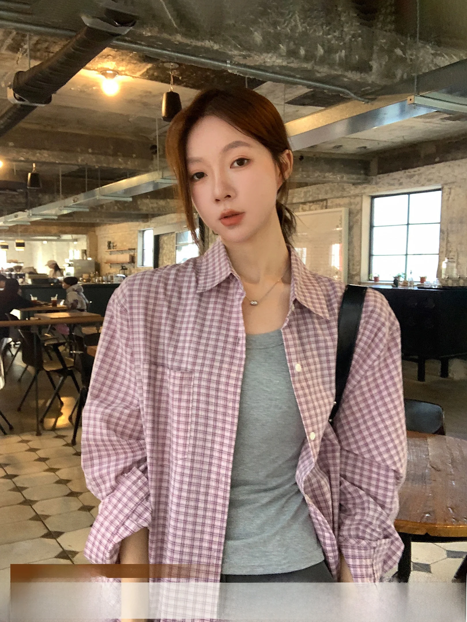 

Faionable Long Sve Plaid irt женский розовый хлопковый повседневный свободный крой дышащий удобный корейский топ в стиле ретро