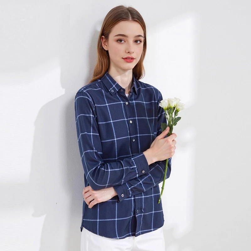 

Женская повседневная рубашка Homesi в клетку с длинным рукавом: комфортная, модная, универсальная, для весны и осени, классическая, приталенная, из хлопка