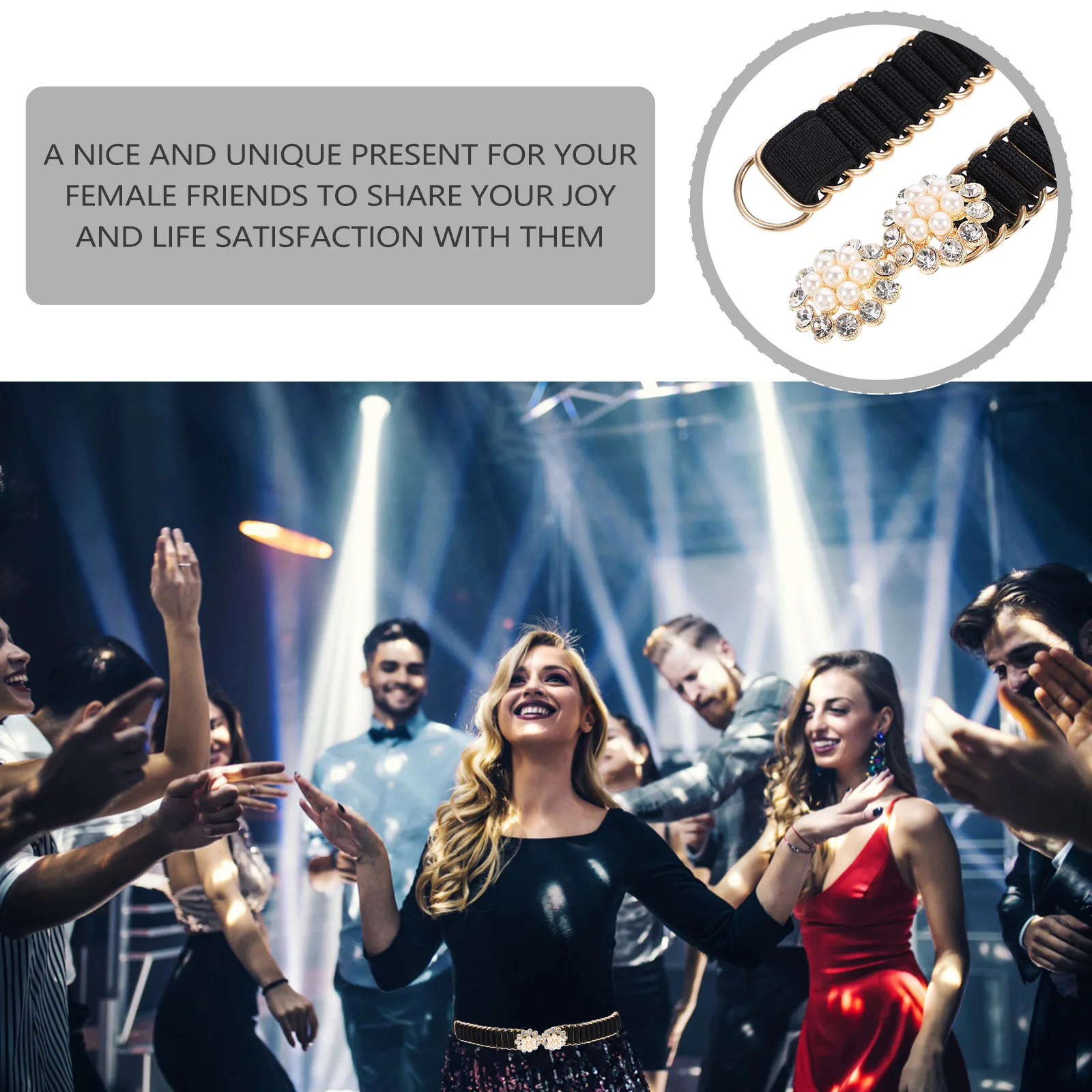 

1Pcs Pearl Buckle Elastic Waistband Elegant Adjustable Women Sash Belt for Wedding Evening Dress Chic Waist Accessories