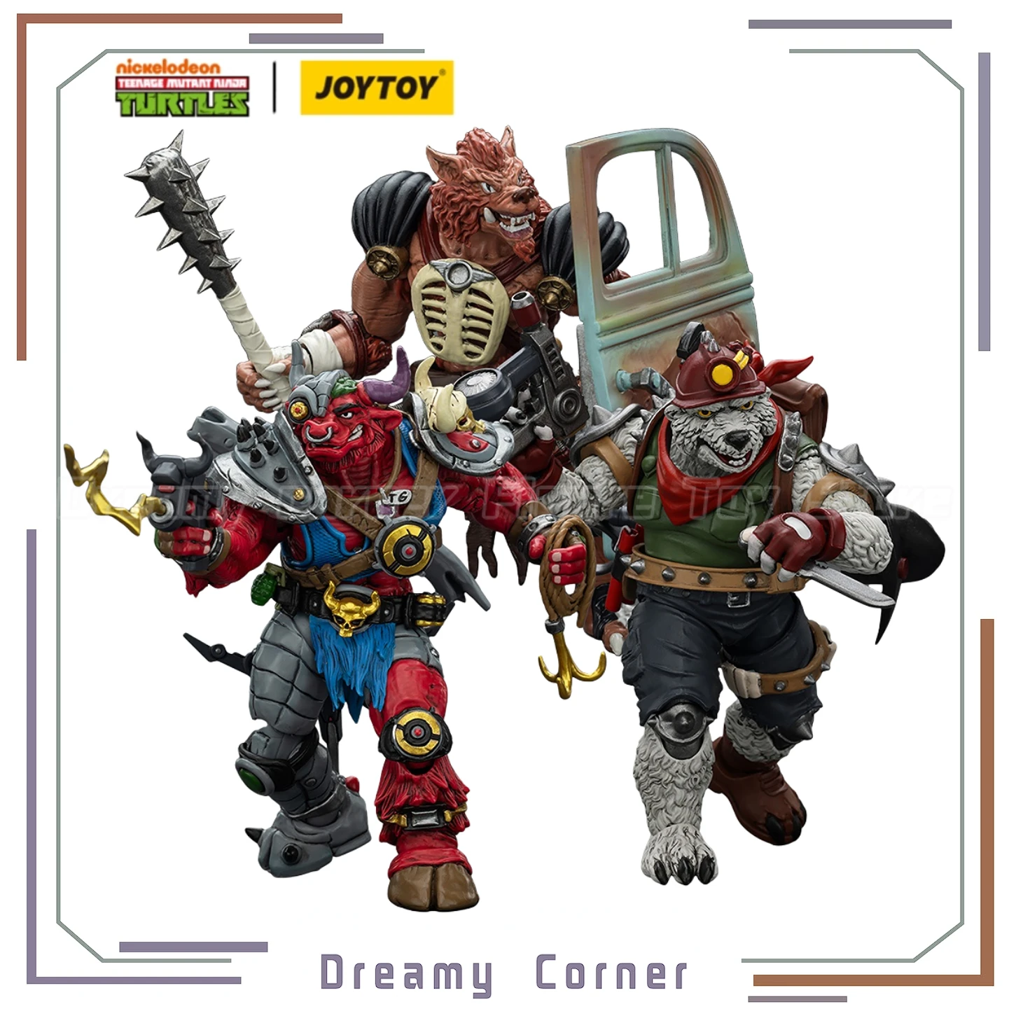 

【В наличии】Фигурки JOYTOY TMNT Groundchuck, Rahzar, Dirtbag, 3 шт., масштаб 1/18, коллекционные модели, подарки