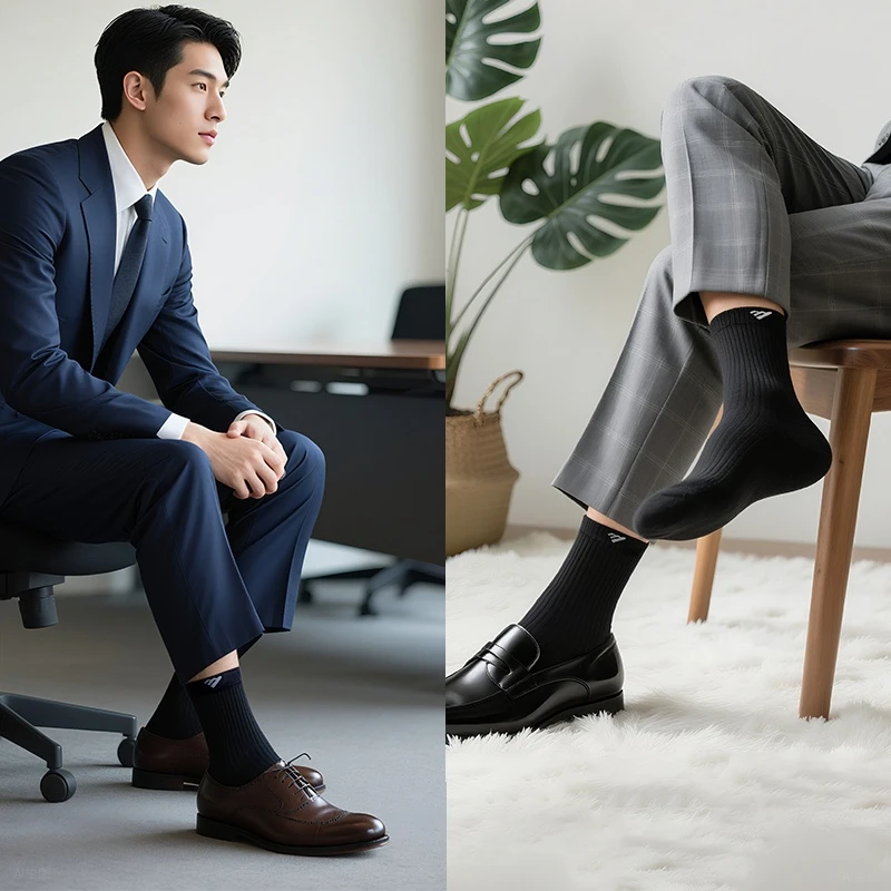 MOON Original yarn 7A anti-bacterial and anti-odor business socks, sweat-absorbent and wear-resistant leisure socks