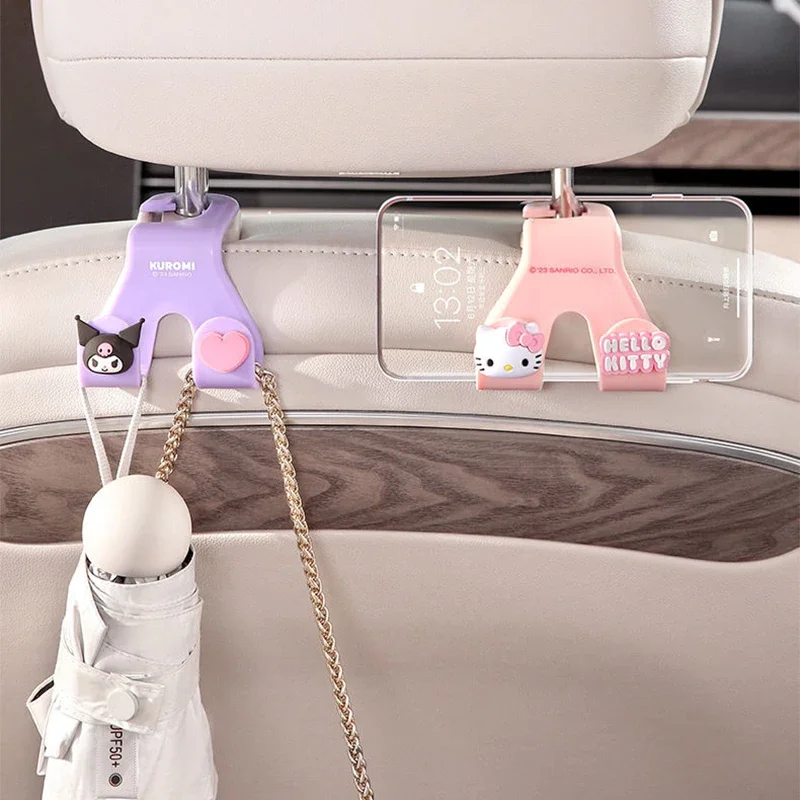 Sanrio Kawaii Hello Kitty Car Hooks My Melody Cinnamoroll Anime Cartoon Creative Car Interior Decoration Seat Back Storage Hooks