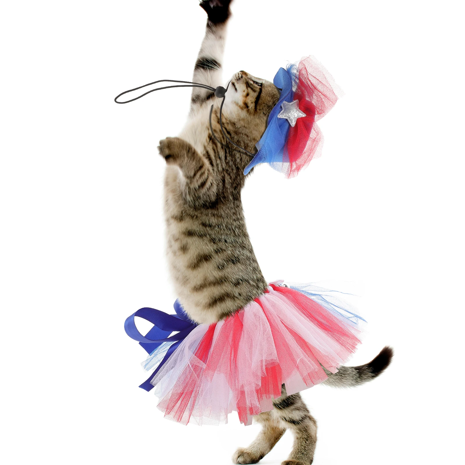

Pet Mesh Tutu Skirt Costume for Dogs Small Independence Day Party Outfit Comfortable Gauze Design American Flag Pattern Dog