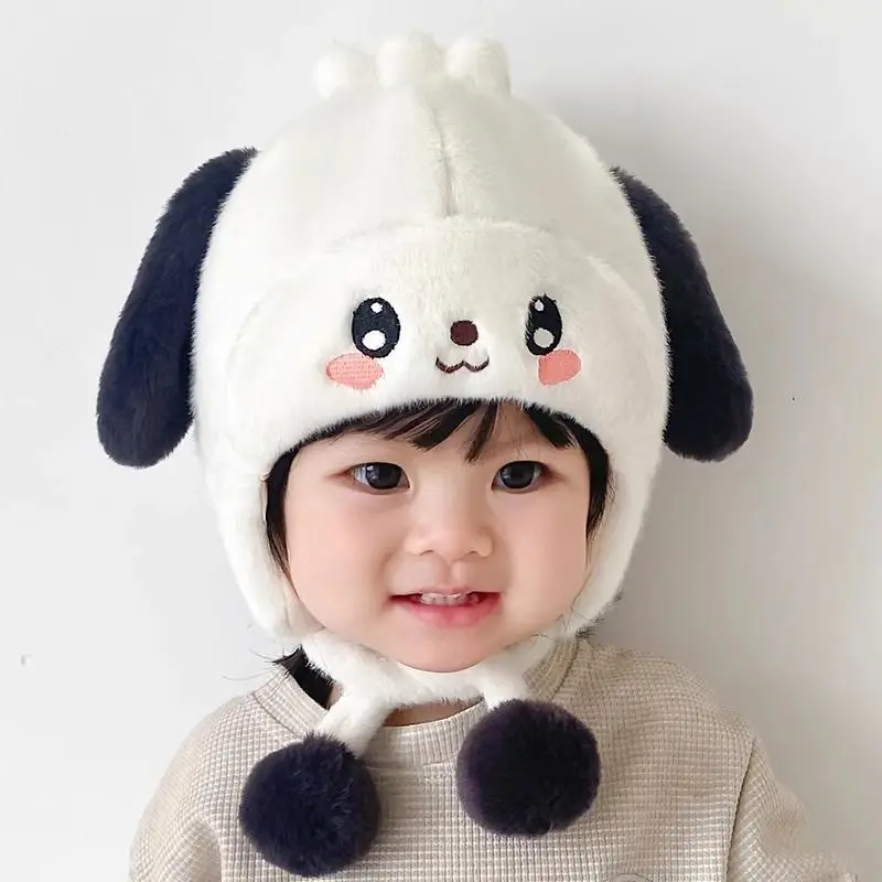 

Новые мягкие пушистые зимние детские наушники, теплая защитная шапка для ушей с героями мультфильмов, ветрозащитная плюшевая пушистая детская вязаная шапка