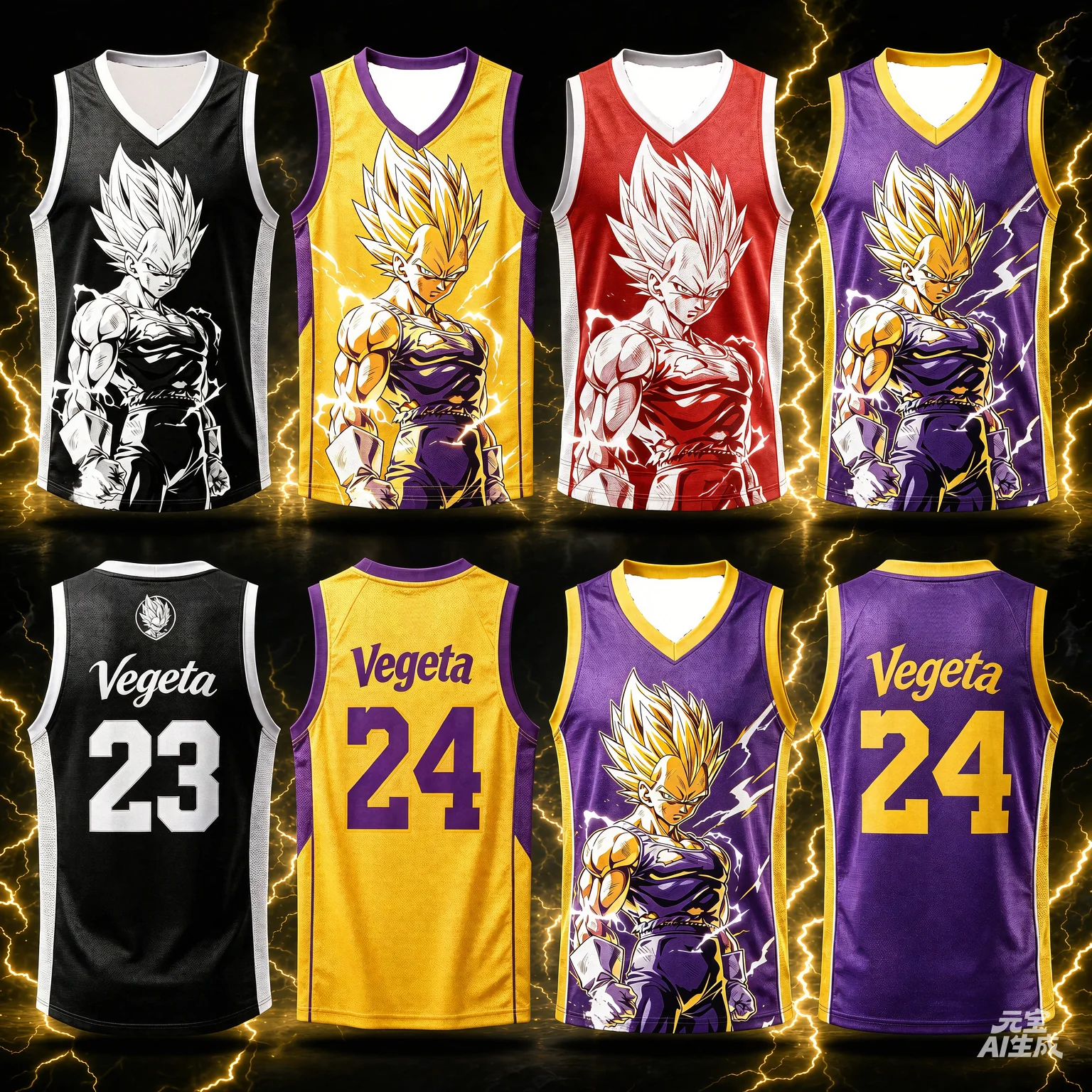 26Dragon Ball Vegeta Super Saiyan # 23 Basketball Jersey Vest, Anime Printed Breathable Sportswear, Parent-child Fan Street Wear