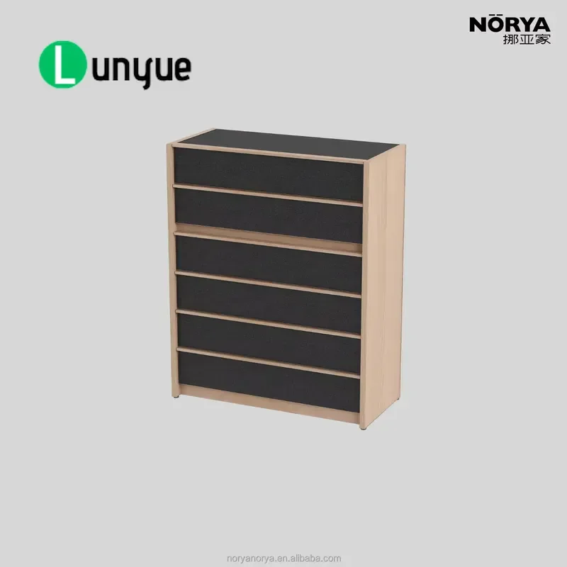 Italian Minimalist 6 Drawer High Cabinet Carbon Black Panel Locker Storage Furniture for Bedroom Living Room Modern Home