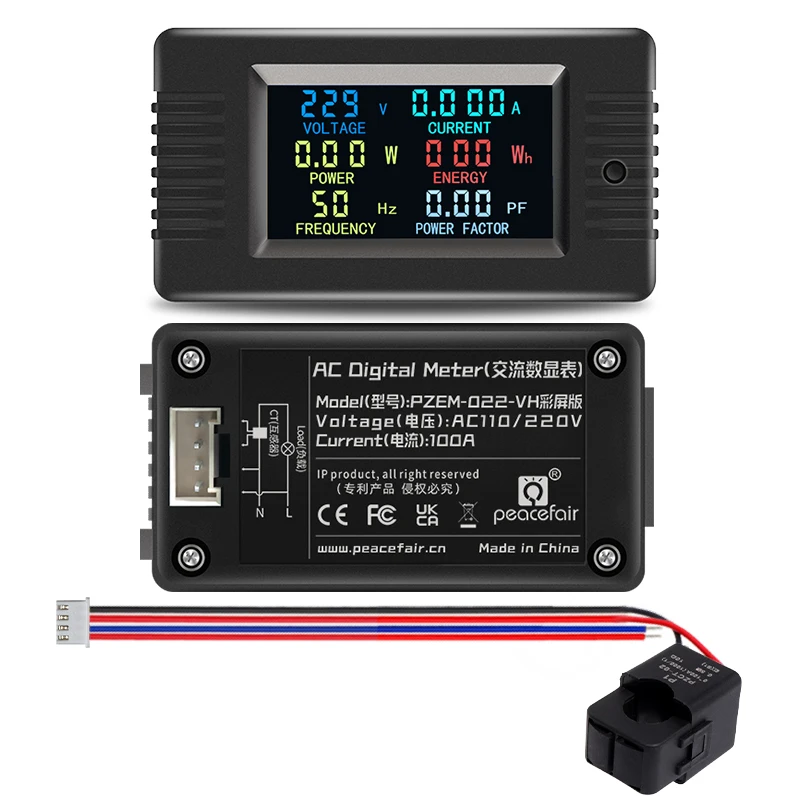 PZEM-022 VH single-phase 6in1 Account current Fordulás ampulla Fogyasztásmérő színben Kivet Frekvencia áram Bizományos wattmeter napelemes áram Fogyasztásmérő KWH Energia