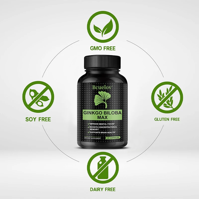 Ginkgo Biloba Extract, Brain Booster, Enhances Attention and Memory, Improves Mental Concentration, 120 Capsules