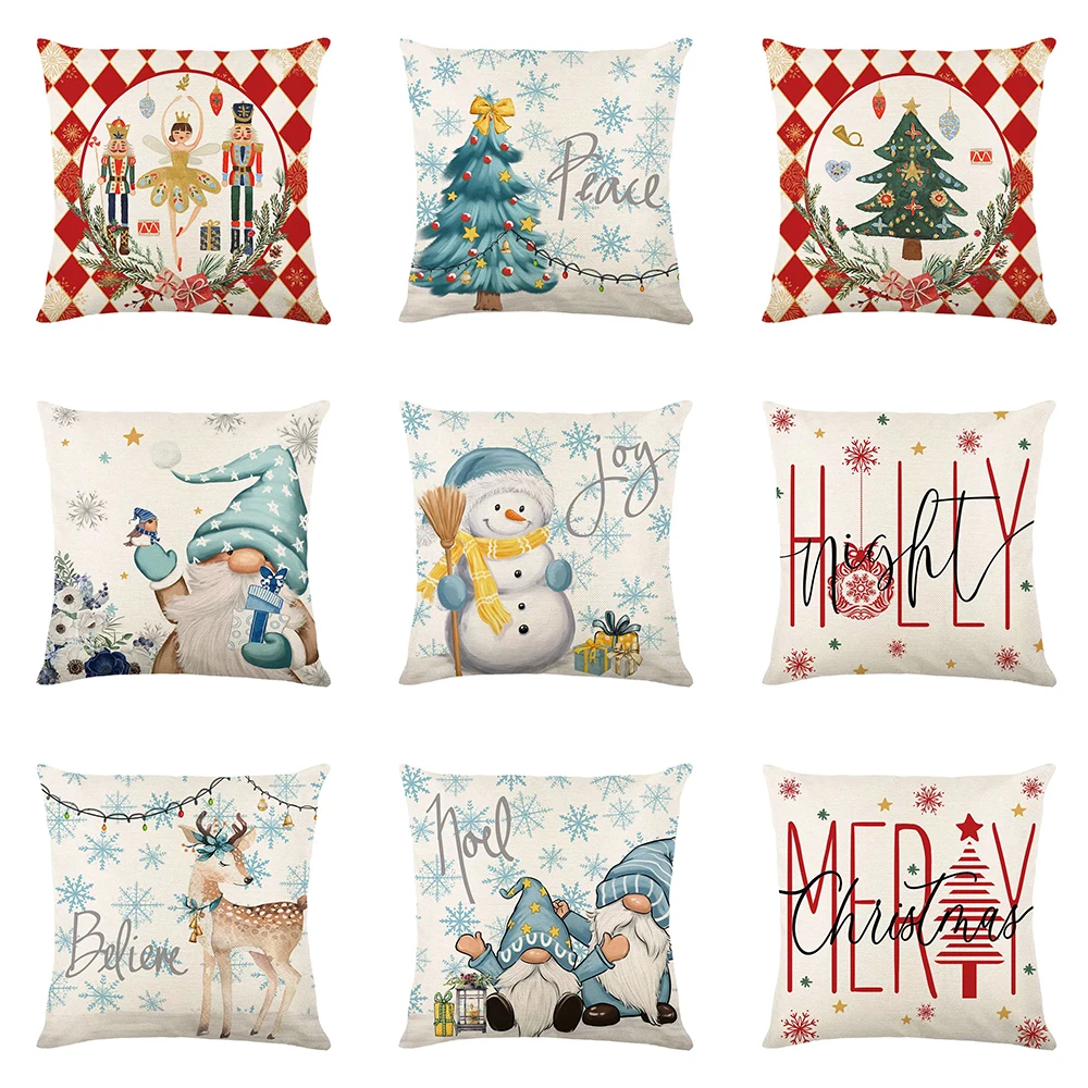 1 piece of Christmas Day party decoration pillowcase Nutcracker dwarf print cushion suite room home decoration Christmas gift