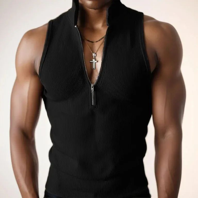 

INCERUN Summer Men Tank Tops Solid Color Sleeveless Stand Collar Zipper Male Vests Streetwear 2025 Fashion Casual Men Clothing