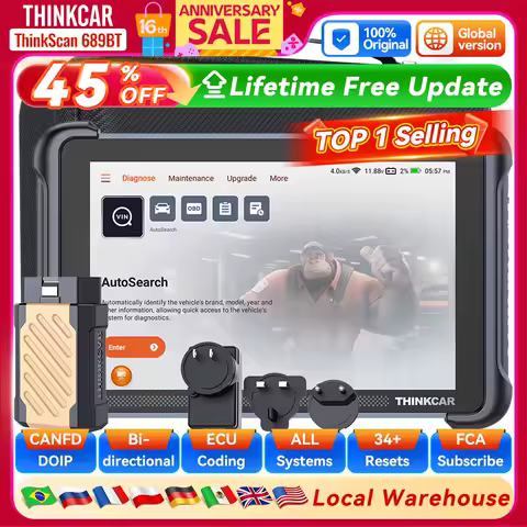 THINKCAR THINKSCAN 689BT Car Diagnostic Tool CANFD DOIP Bidirectional ECU Coding 34 Reset Full System Obd2 Scanner Lifetime Free
