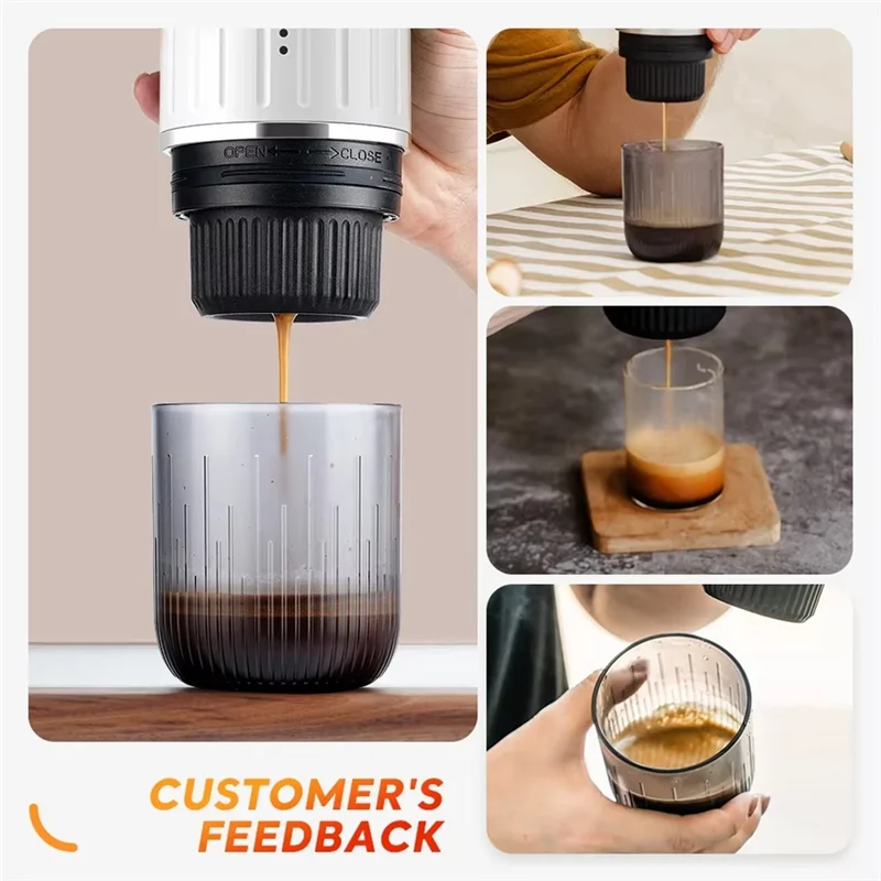 

ABJO-Portable Espresso Machine ,Wireless Electric Coffee Maker Compatible With Capsules & Ground Coffee, Ideal For Travel Use