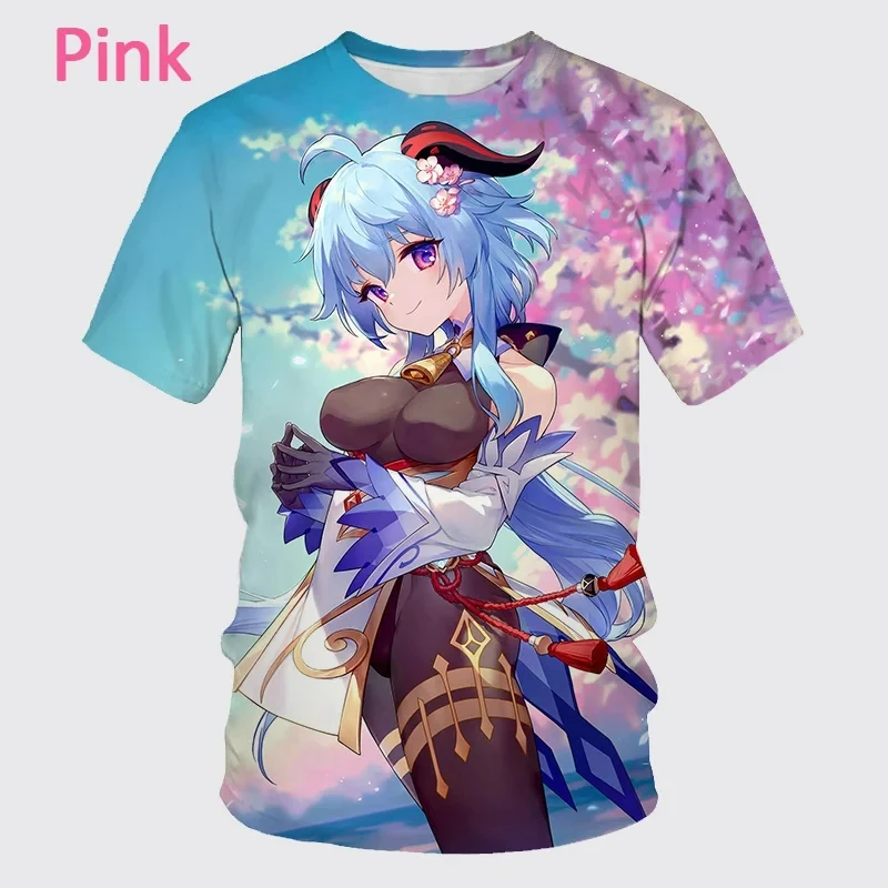 Hot Game Genshin Impact Ganyu Printed T-shirts 3D Sexy Girl Cosplay Tee Shirt Summer Men Women Street Harajuku Unisex Clothing