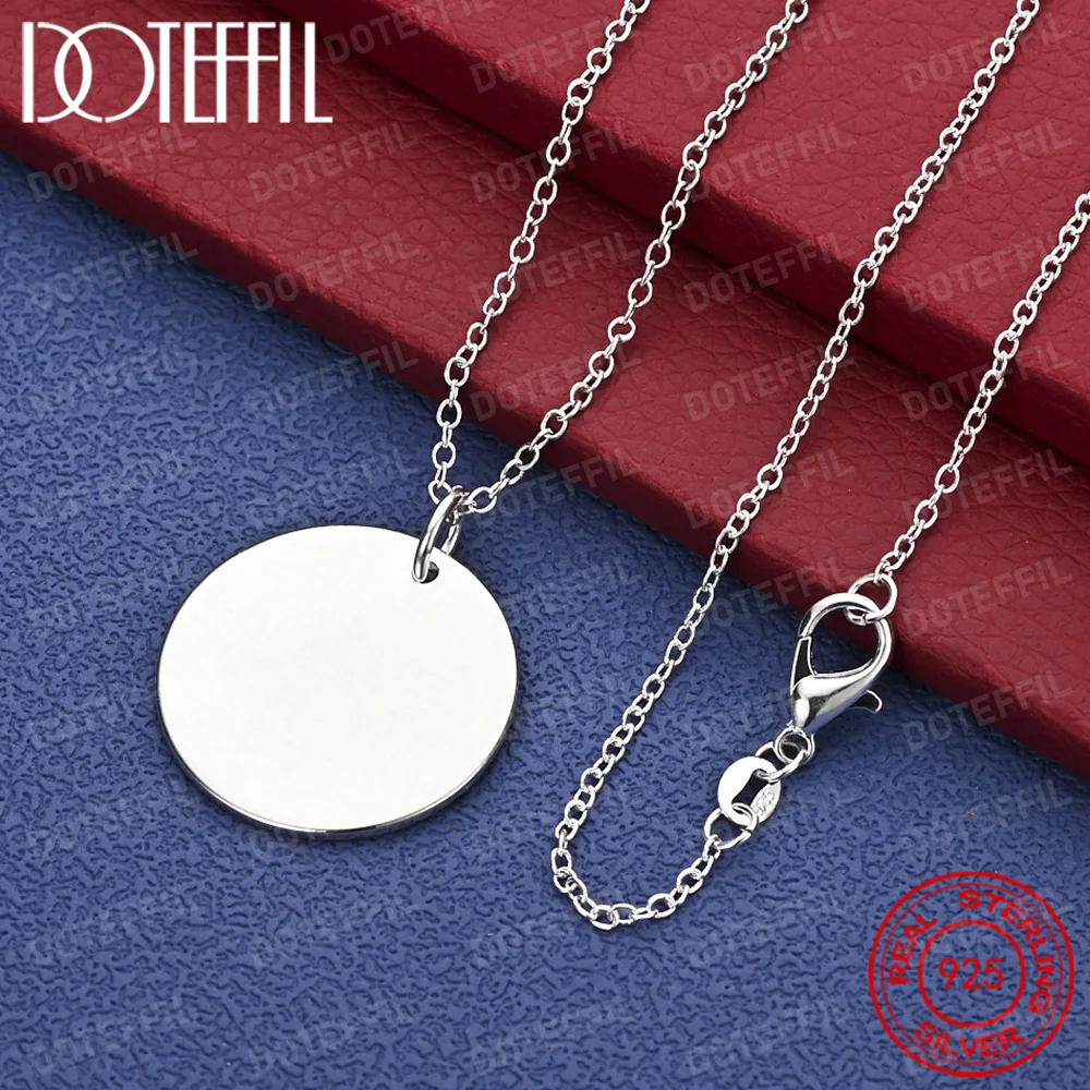 

DOTEFFIL стерлингового серебра 925 пробы круглая карта-бирка кулон ожерелье для женщин свадебный подарок на помолвку брендовые ювелирные изделия