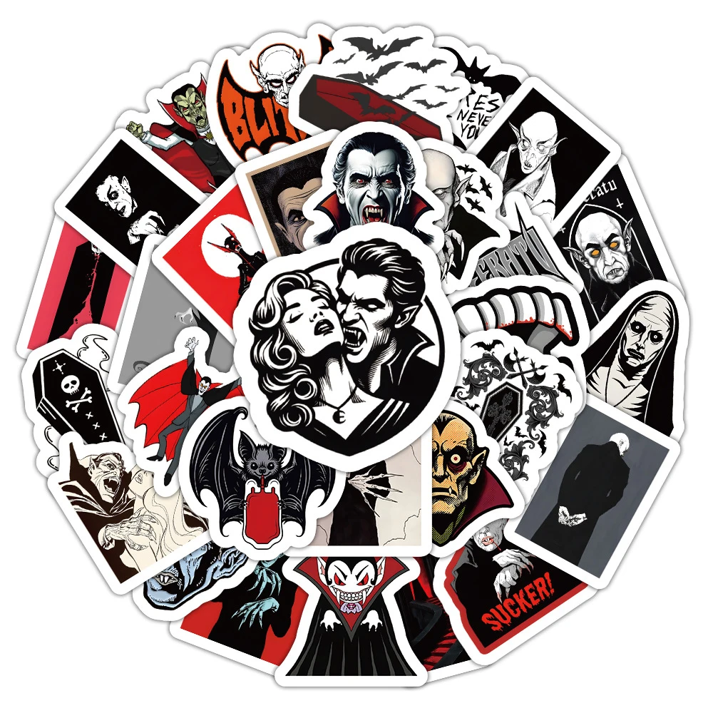 

10/30/54pcs Cool Black and Red Cartoon Scary Vampire Stickers Skateboard Fridge Laptop Motorcycle Waterproof Sticker Kids Toys