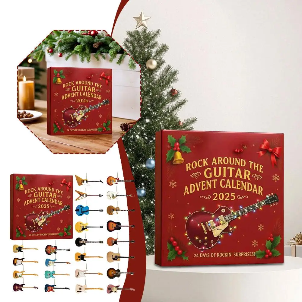صندوق أعمى 24 يوم العد التنازلي مفاجأة الغيتار الصغير زخرفة تنوعا عطلة الديكور الاكريليك روك الغيتار تقويم القدوم #2