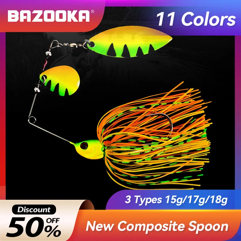 

Bazooka Swim Jigs Kits Fishing Lure Silicone Bait Skirts Casting Jig Spinnerbait Sharp Hook Spinners Metal Spoon Bass Winter