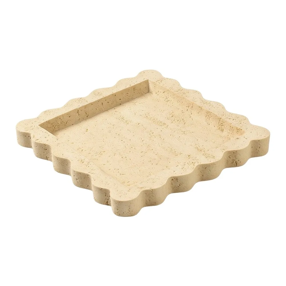Marble Pattern Resin Jewelry Tray Elegant Decorative Trinket Dish Vanity Organizer For Ring Earring Necklace Cosmetic Key Desk