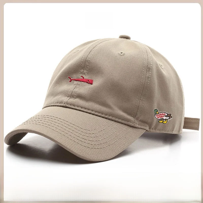 アウトドアカジュアルでおしゃれなユニセックスダックビルキャップ、調節可能なラウンドトップ野球帽、旅行用日よけコットンキャップ