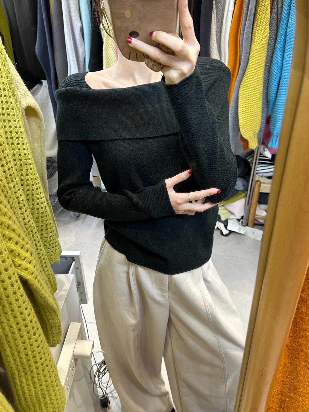 المرأة الخريف الشتاء أنيقة مائل الرقبة طويلة الأكمام ضئيلة سترة سيدة بلون البلوز لمط الأساسية البلوز الأعلى