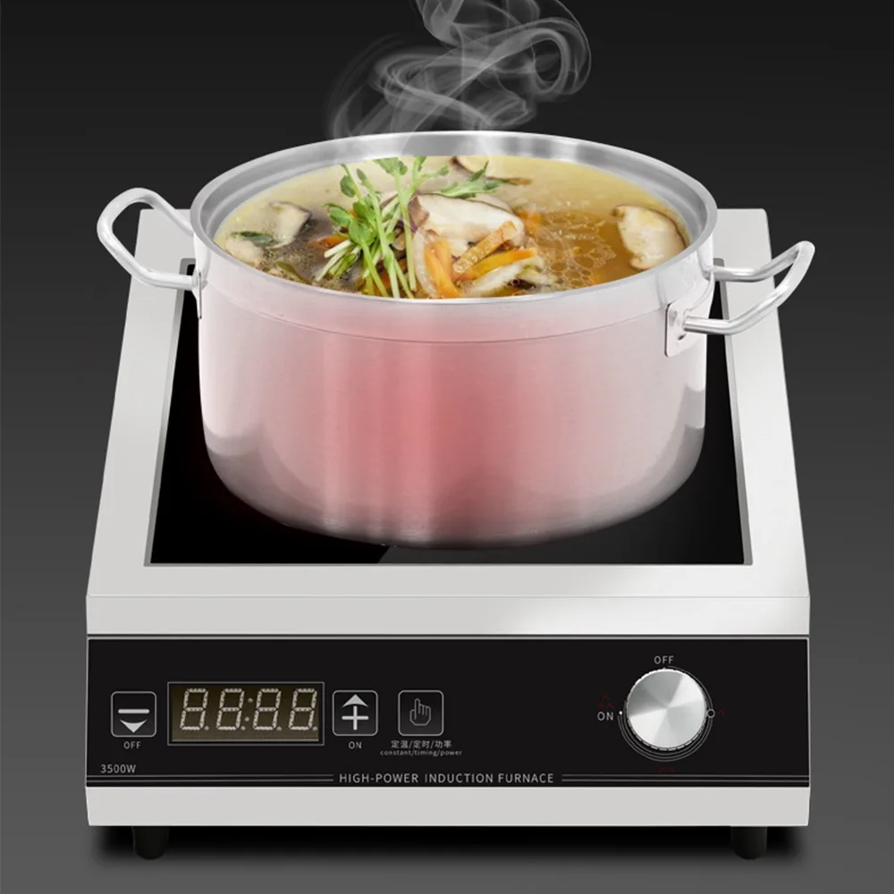 Коммерческая индукционная плита, настольная плита для супа, прямая горячая ручка, жареная плита, вогнутая плита