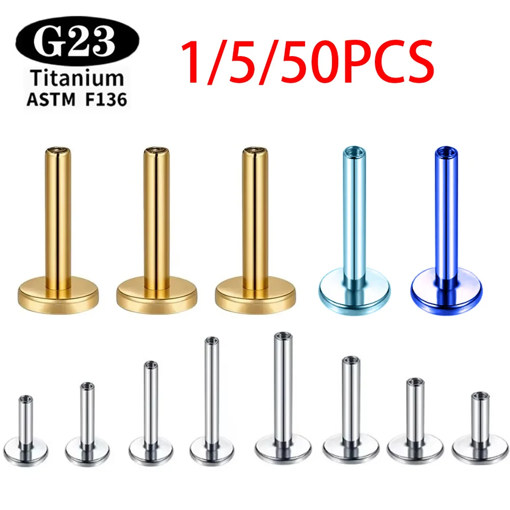5/10 PCS ASTM F136 Labret Rod Internal Thread G23 Titanium 16G 18G 14G 4/12mm  Nose Piercing Tragus Body Jewelry