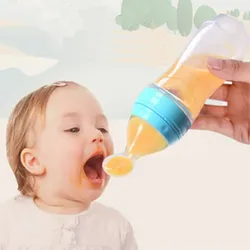 Biberón de silicona para alimentación de bebé, cuchara exprimible para recién nacido, suplemento alimenticio para niños pequeños, botella de cereales, alimentador de leche, 90ml