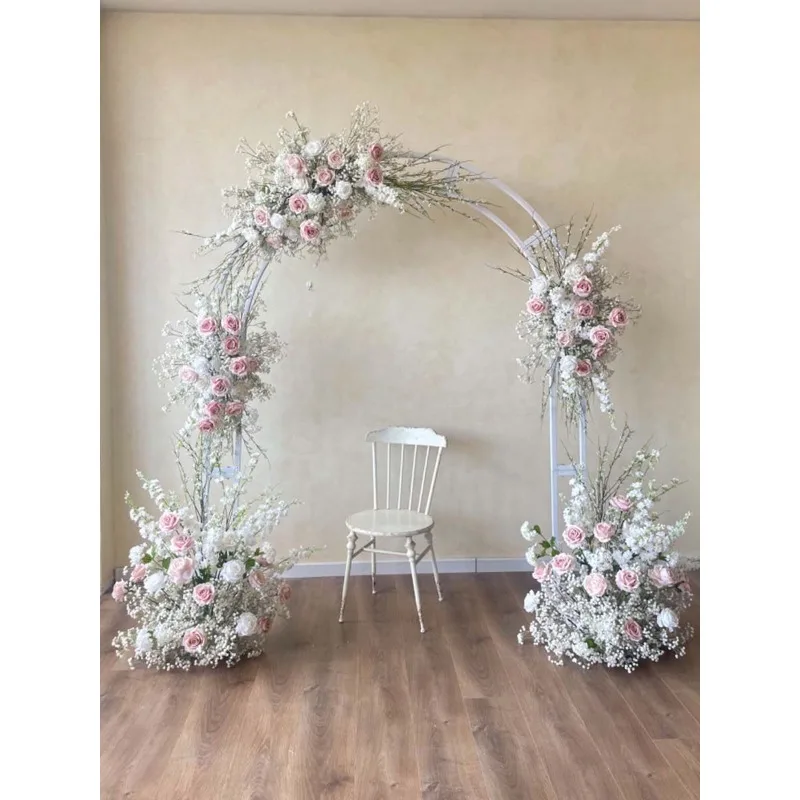 Simulation flower arched arch wedding floral arrangement gypsy rose wedding background decoration flower wedding dress photograp