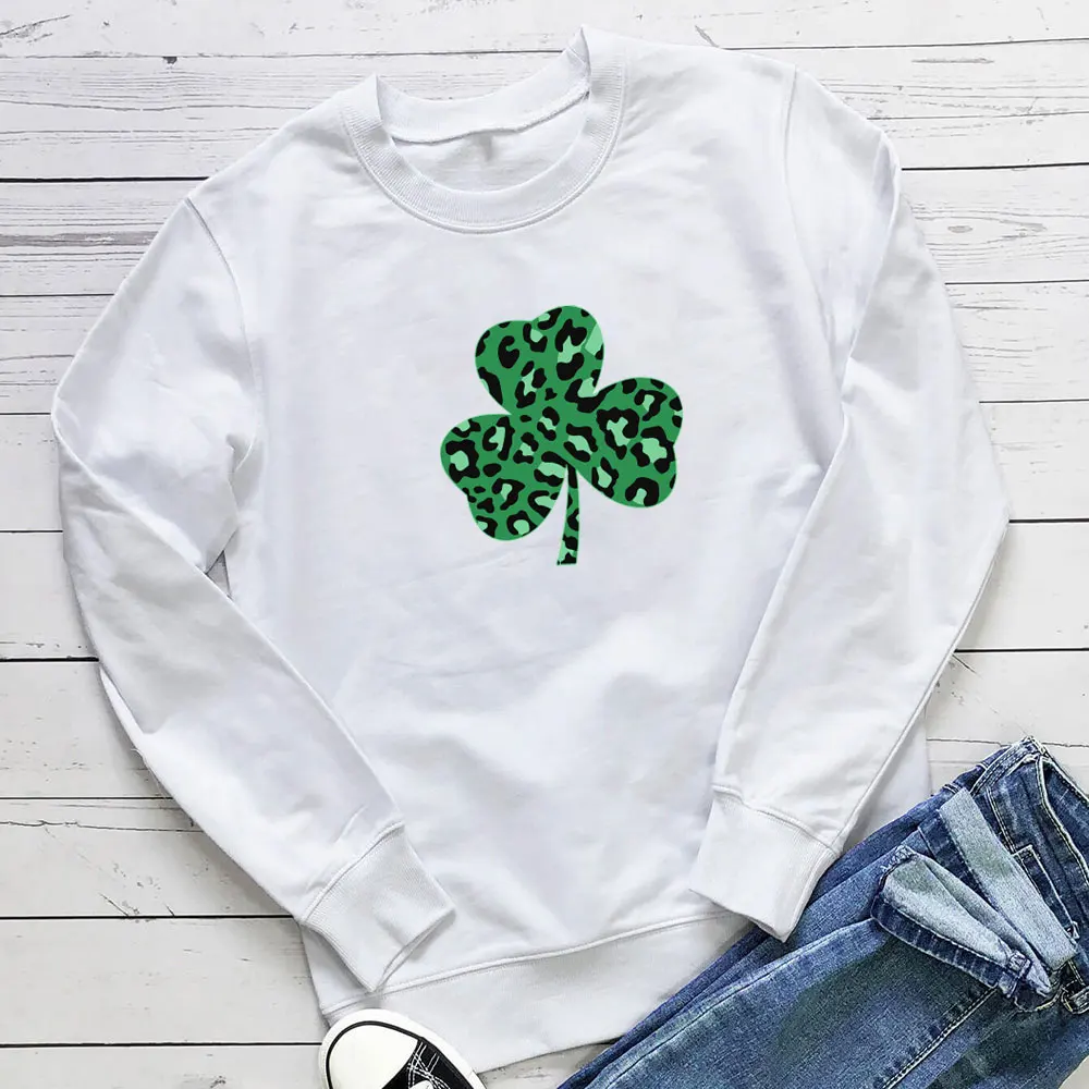 

Shamrock St Patrick's Day 100%Cotton Women's Sweatshirt Women Funny Spring Casual Long Sleeve Top Lucky Sweatshirt Irish Top