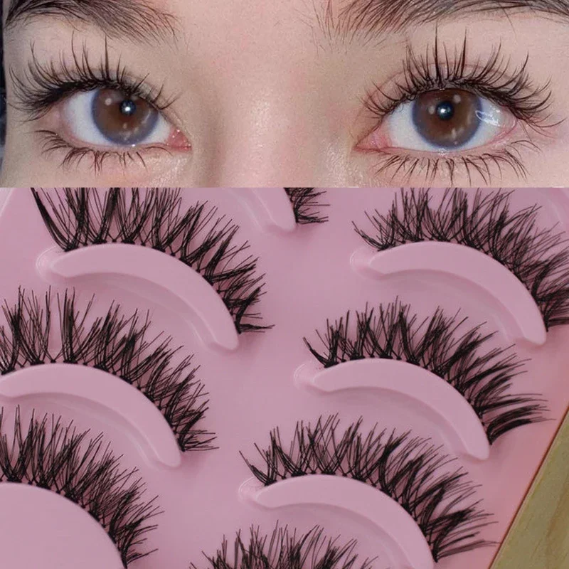 5 Pairs Natural Long Thick False Eyelashes Handmade Crisscross Fake Eyelashes Soft Eye Lashes Extension Beauty Makeup Tools