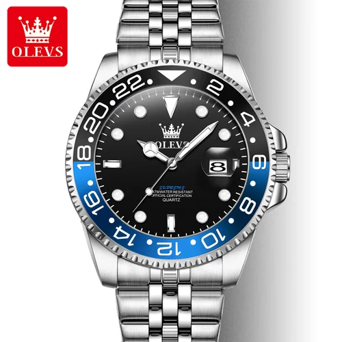 OLEVS 5657 reloj para hombre, relojes de pulsera de cuarzo deportivos originales de lujo para negocios, relojes luminosos resistentes al agua con fecha semanal para regalos de hombre