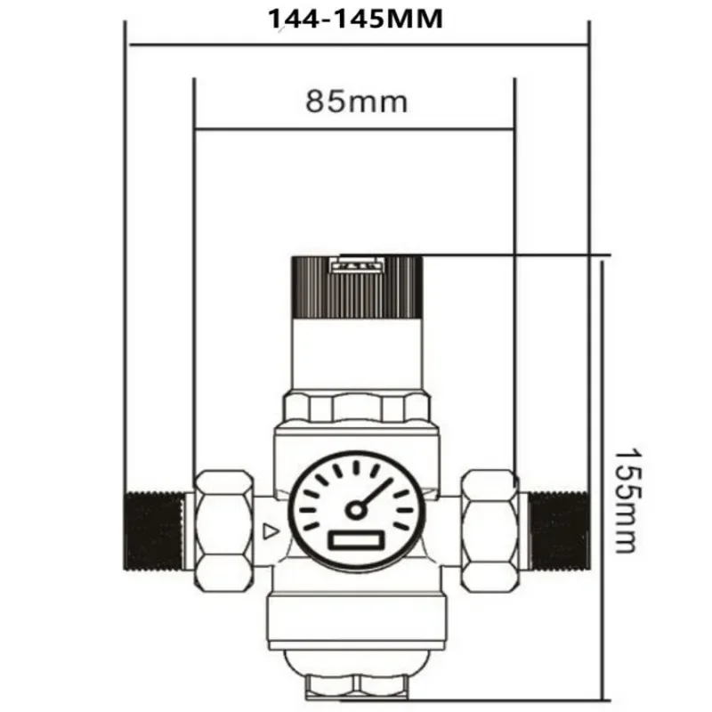 1pcs Adjustable Water Pressure Reducing Valve with Pressure Gauge Water Pressure Regulator Valve DN15/DN20