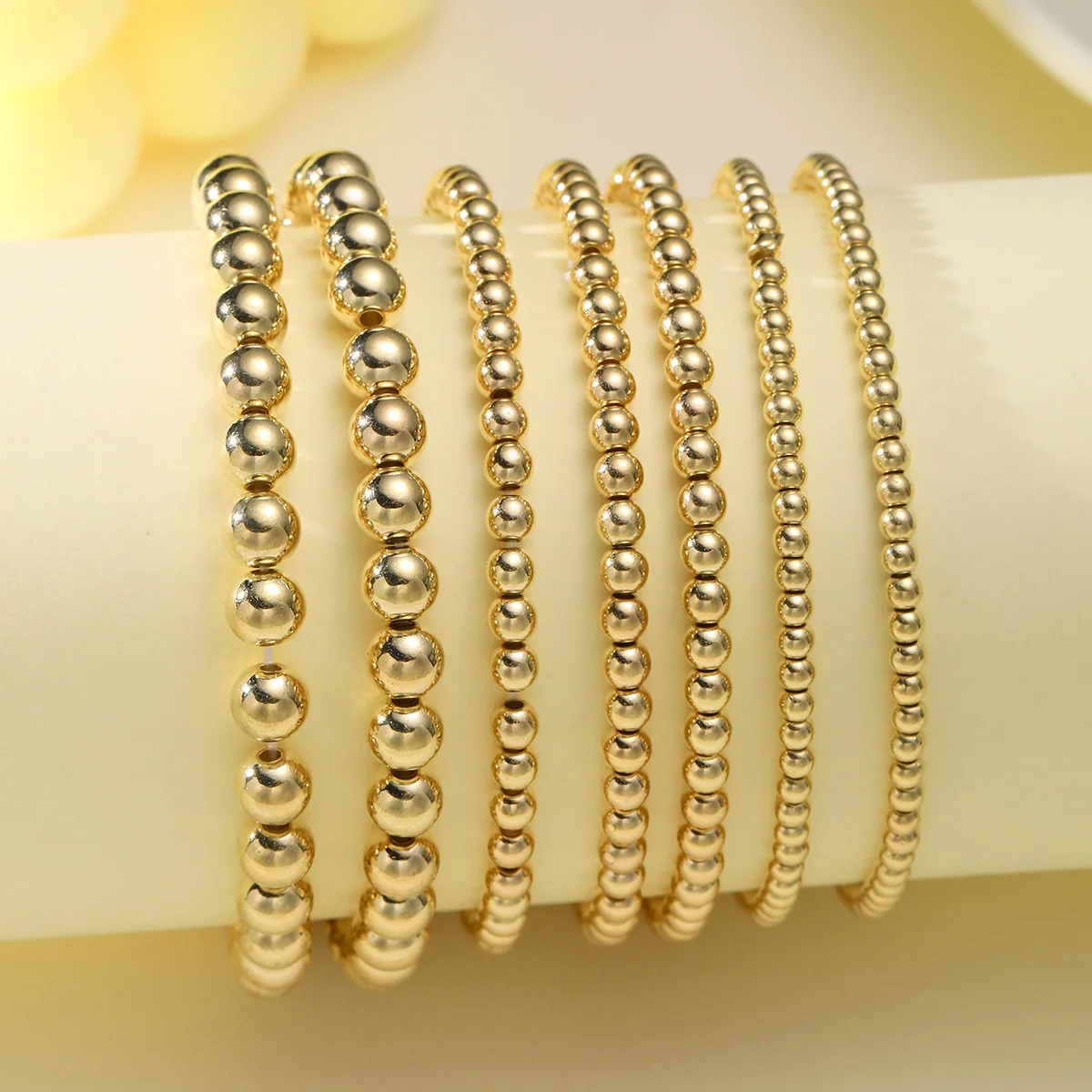 7 Pcs/Set Vintage Handmade Gold Color Beads Bracelets Set Stretch Women Trendy Bracelets Fshion Girls Party Boho Jewelry Gifts