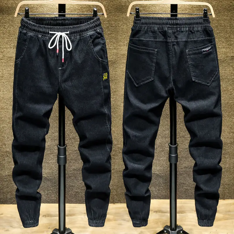 Moda 2022 Outdoor sznurkiem dżinsy męskie moda wszechstronny jesień nowy elastyczny pas Puppy Harem Cowboy Casual Pants