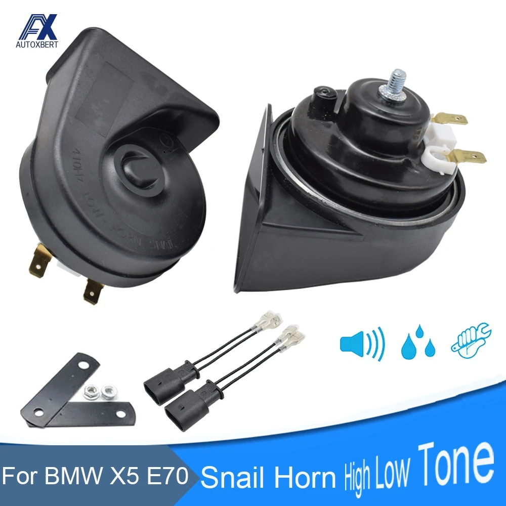 12V 110-125db Loud Waterproof Dual Pitch Car Horn Snail type Horn For BMW X5 MK2 E70 2006 2007 2008 2009 2010 2011 2012 2013