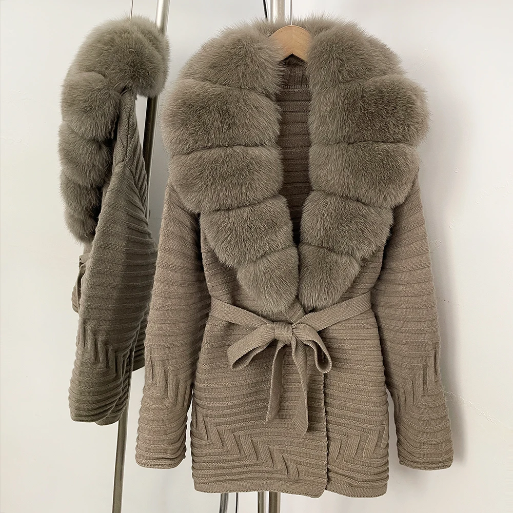 OFTBUY Cardigan for Women Real Fur Jacket with Fur Cardigans and Sweater & Jumpers Autumn Ladies Korea Fashion Tops for Woman