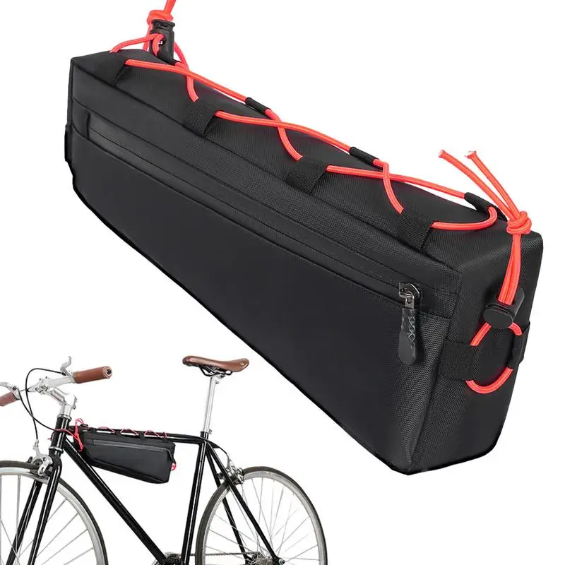 Bike Frame Storage Bag Cycling Triangle Bag Waterproof Embossed Zipper Bicycle Frame Pouch Bag Road Bike Accessories Bag Cycling