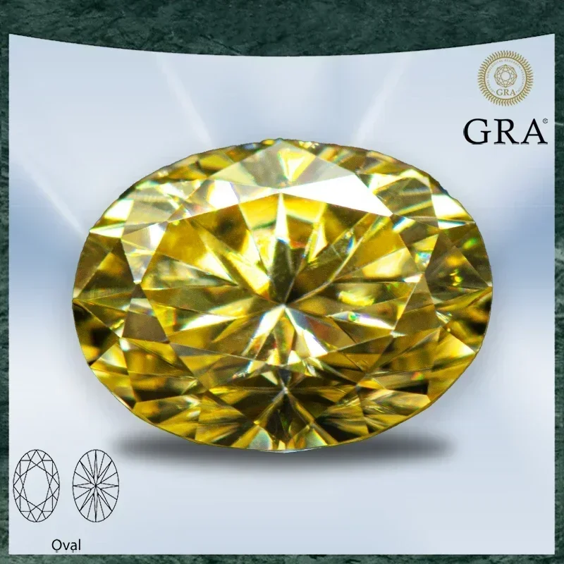 

Moissanite Stone Lemon Yellow Color Oval Cut VVS1 with GRA Certificate for Gemstone Charms Beads Top Jewelry Making Materials