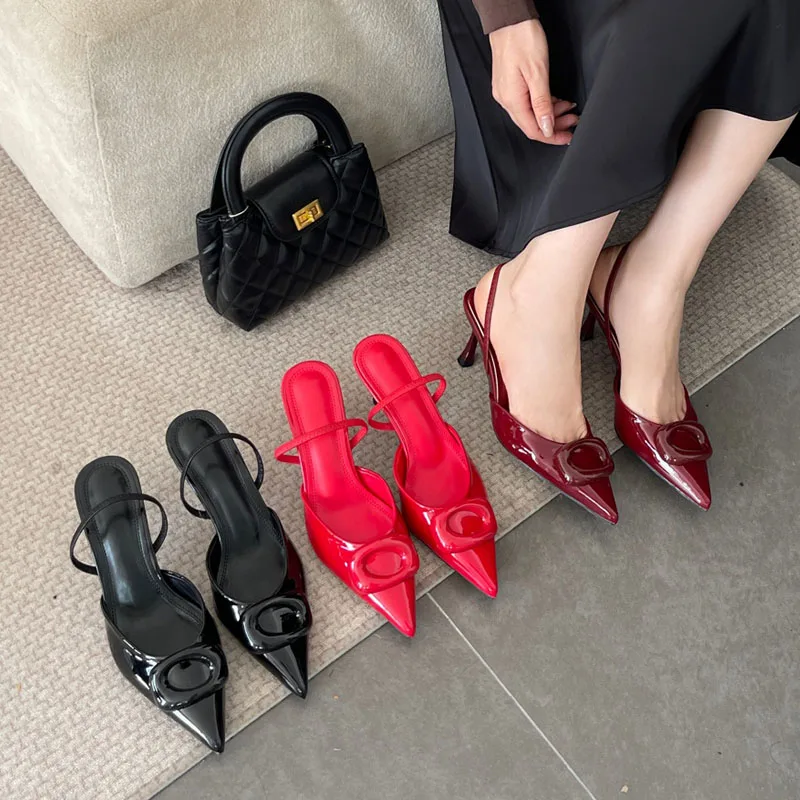 2026 Spring New Brand Women Sandal Fashion Elegant Dress Slingback Shoes Big Size 41 Thin High Heel Slip On Pumps New Woman